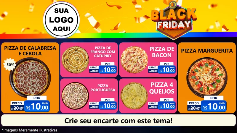 Modelo de TV para TV Horizontal com o tema Black Friday para Pizzaria
