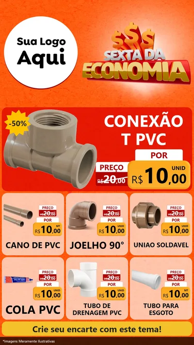 Modelo de Rede Social para Stories com o tema Sexta da Economia para Tubos e conexões