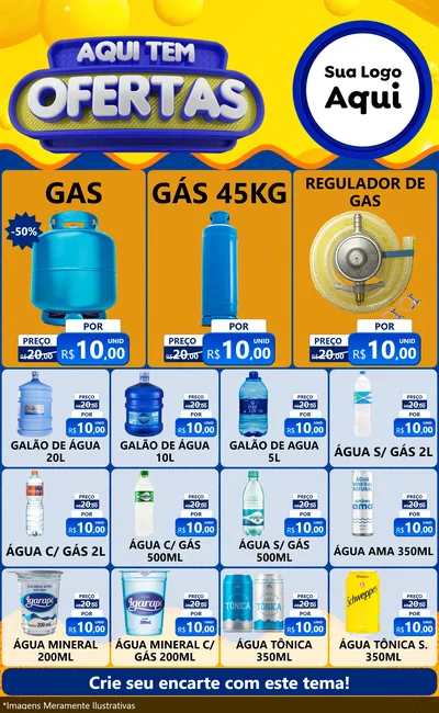Modelo de Encarte para Encarte Grande com o tema Aqui Tem Ofertas para Água e gás