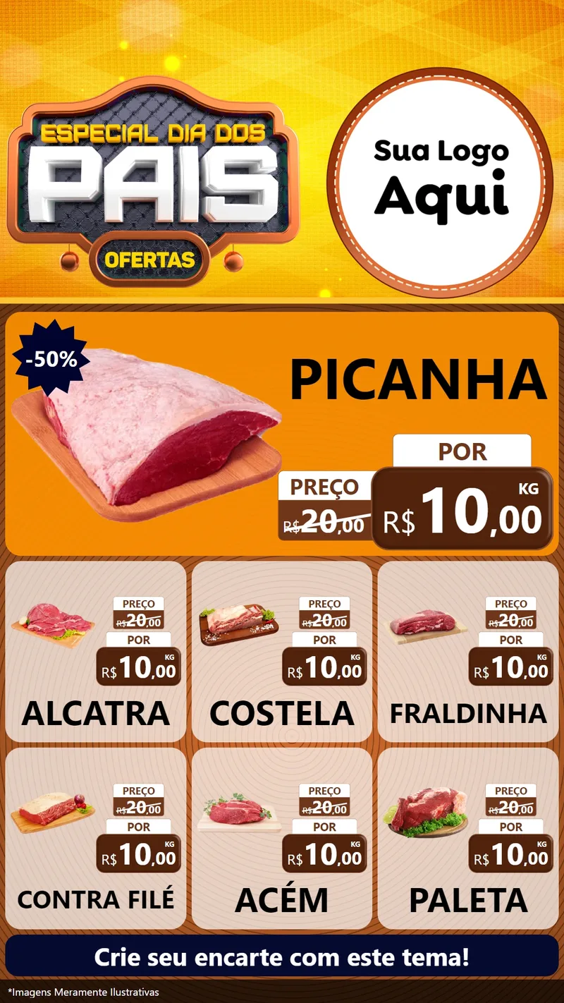 Modelo de Rede Social para Stories com o tema Especial Dia dos Pais para Açougue