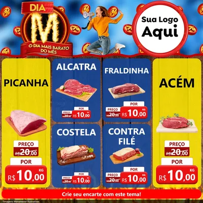 Modelo de Rede Social para Feed Facebook com o tema Dia M - O Dia Mais Barato Do Mês para Açougue