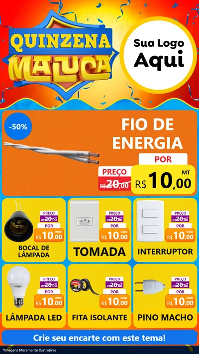 Modelo de Rede Social para Stories com o tema Quinzena Maluca para Materiais Elétricos