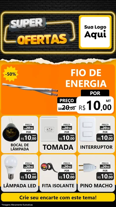 Modelo de Rede Social para Stories com o tema Super Ofertas para Materiais Elétricos