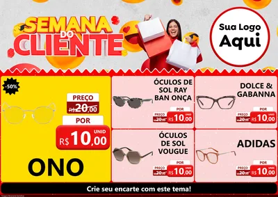 Modelo de Encarte para Encarte A4 Horizontal com o tema Semana do Cliente para Óticas