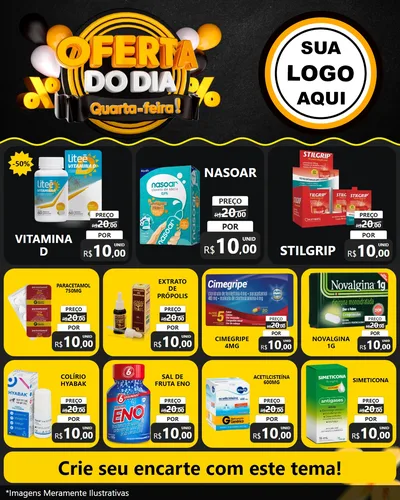 Modelo de Rede Social para Feed Instagram com o tema Oferta do Dia - Quarta Feira! para Farmácia