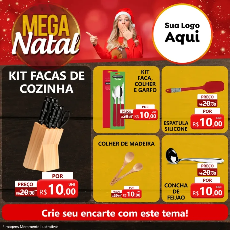 Modelo de Rede Social para Feed Facebook com o tema Mega Natal para Utilidades Domésticas