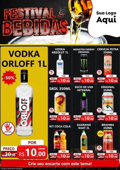 Modelo de Encarte para Encarte A4 Vertical com o tema Festival de Bebidas para Distribuidora de bebidas