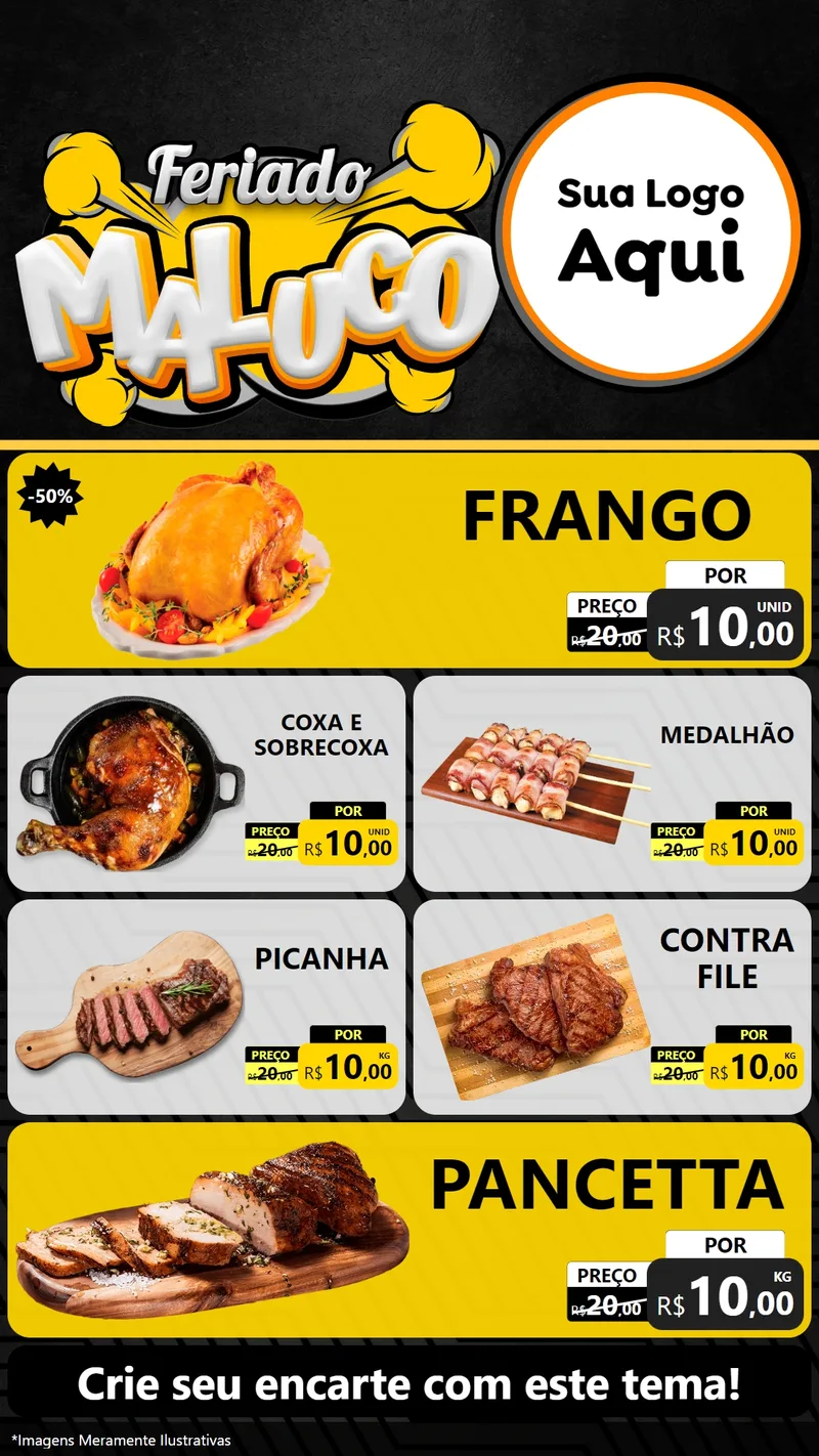 Modelo de TV para TV Vertical com o tema Feriado Maluco para Assados
