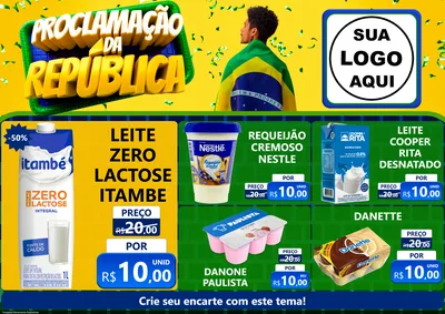 Modelo de Encarte para Encarte A4 Horizontal com o tema Proclamação da República para Frios e Laticínios