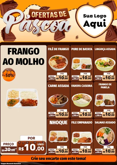 Modelo de Encarte para Encarte A4 Vertical com o tema Ofertas de Páscoa para Restaurante