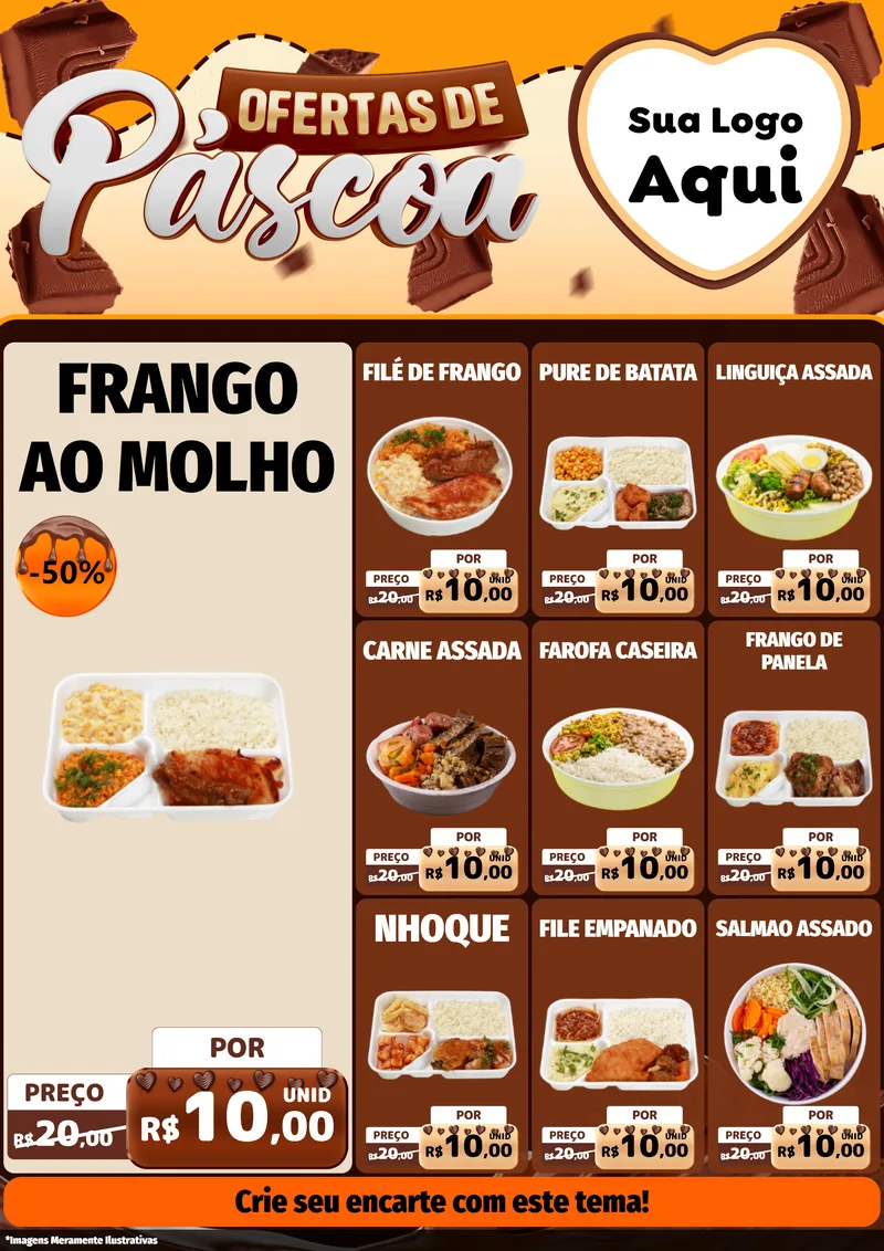 Modelo de Encarte para Encarte A4 Vertical com o tema Ofertas de Páscoa para Restaurante