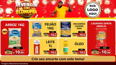 Modelo de TV para TV Horizontal com o tema Réveillon com Economia para Supermercado