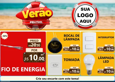 Modelo de Encarte para Encarte A4 Horizontal com o tema Verão Imbatível para Materiais Elétricos