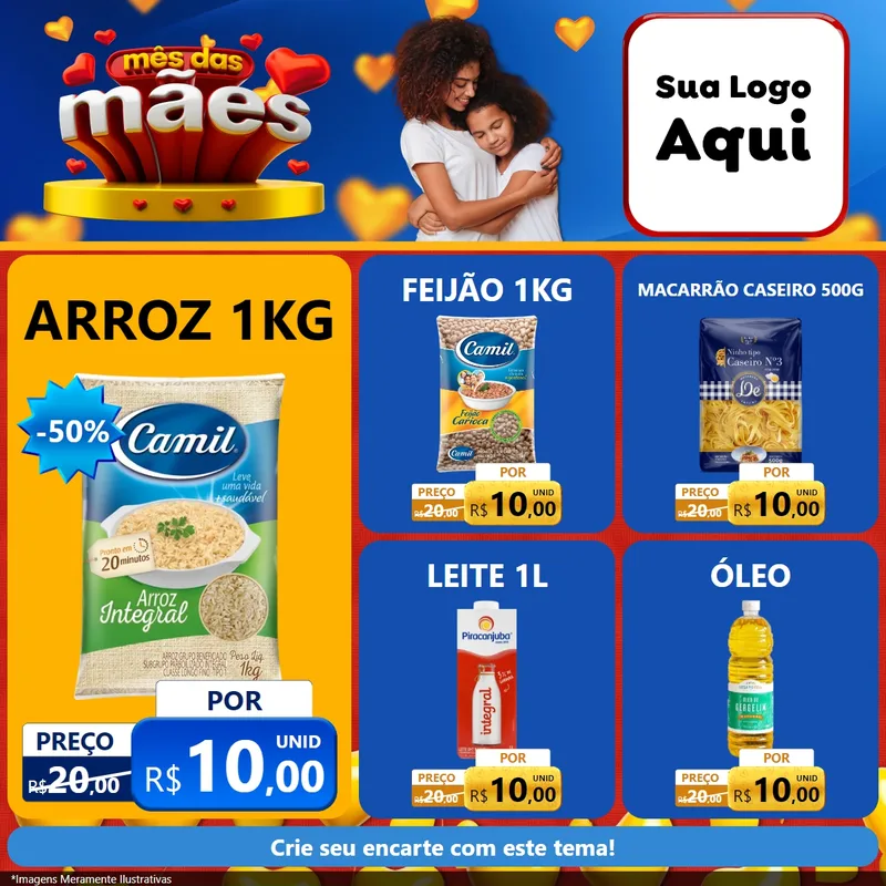 Modelo de Rede Social para Feed Facebook com o tema Mês das Mães para Supermercado