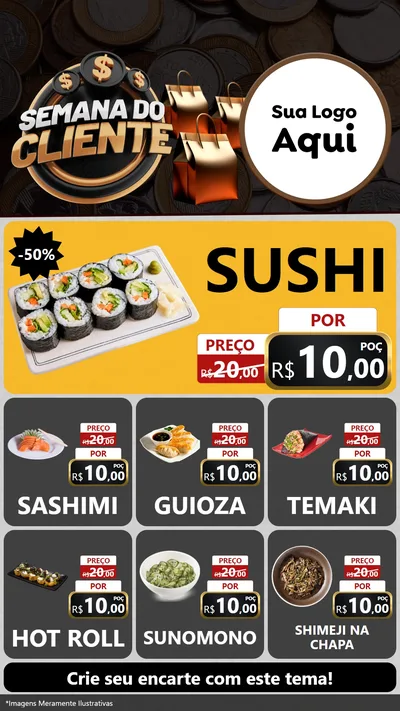 Modelo de Rede Social para Stories com o tema Semana do Cliente para Comida japonesa