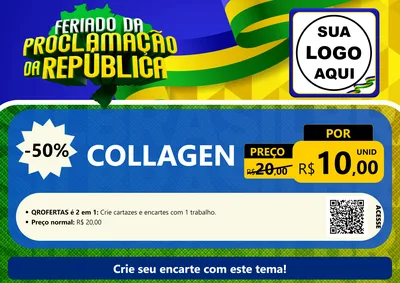 Modelo de Cartaz para Cartaz A4 Horizontal com o tema Feriado da Proclamação da República para Suplementos alimentares