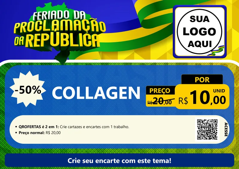 Modelo de Cartaz para Cartaz A4 Horizontal com o tema Feriado da Proclamação da República para Suplementos alimentares