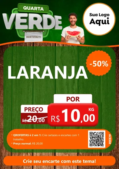 Modelo de Cartaz para Cartaz A4 Vertical com o tema Quarta Verde para Hortifrúti