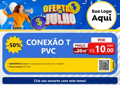 Modelo de Cartaz para Cartaz A4 Horizontal com o tema Ofertas de Julho para Tubos e conexões