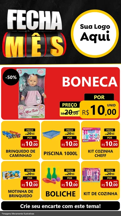 Modelo de Rede Social para Stories com o tema Fecha Mês para Brinquedos