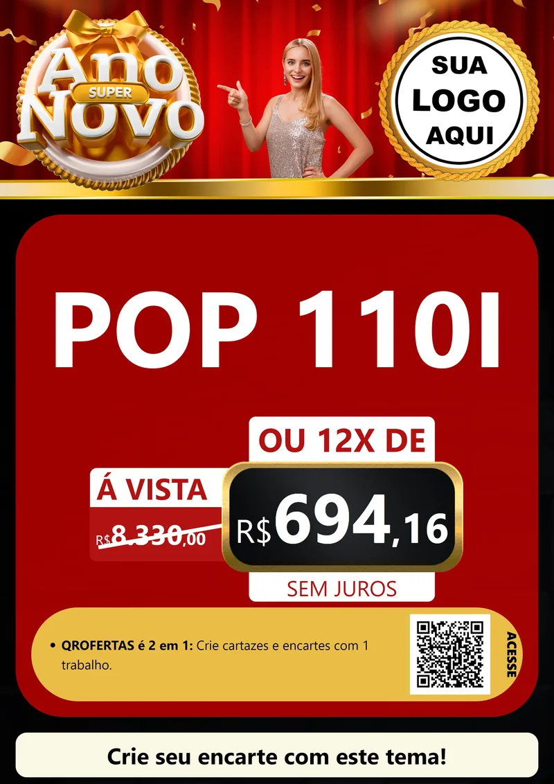 Modelo de Cartaz para Cartaz A4 Vertical com o tema Super Ano Novo para Concessionaria de Motos