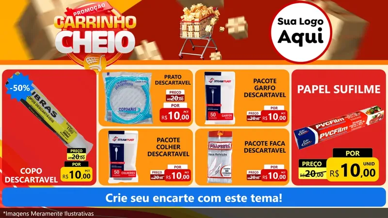 Modelo de TV para TV Horizontal com o tema Promoção carrinho cheio para Embalagens