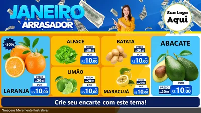 Modelo de TV para TV Horizontal com o tema Janeiro Arrasador para Hortifrúti