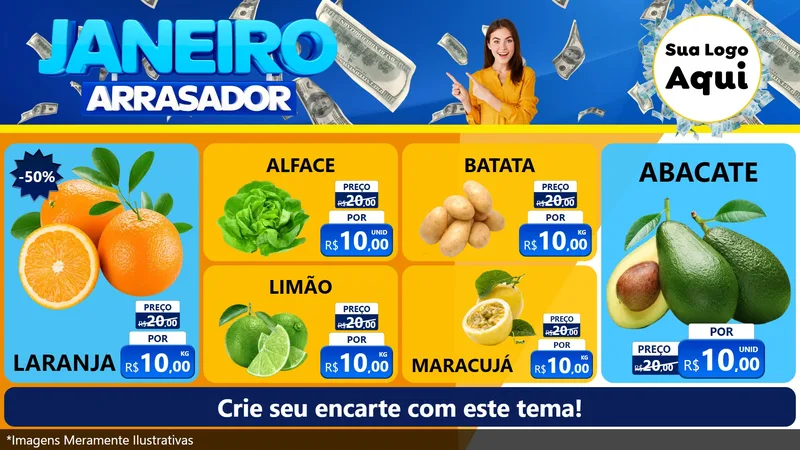 Modelo de TV para TV Horizontal com o tema Janeiro Arrasador para Hortifrúti