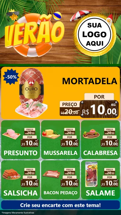 Modelo de Rede Social para Stories com o tema Verão para Frios e Laticínios