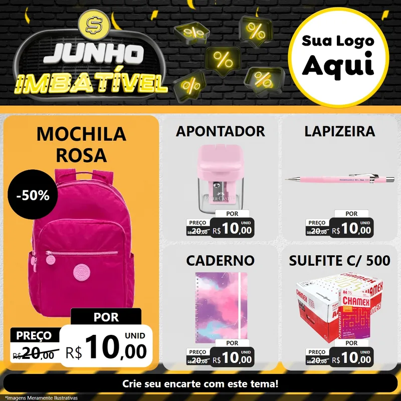 Modelo de Rede Social para Feed Facebook com o tema Junho Imbatível para Papelaria