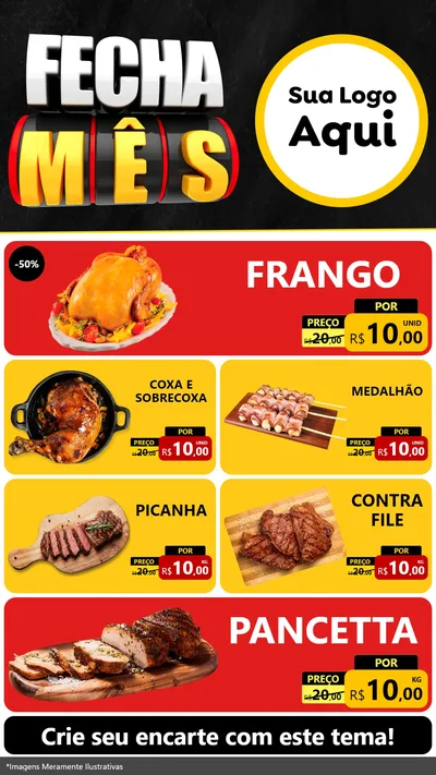 Modelo de TV para TV Vertical com o tema Fecha Mês para Assados
