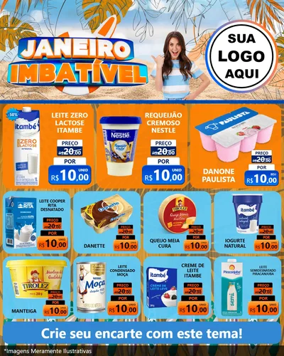 Modelo de Rede Social para Feed Instagram com o tema Janeiro Imbatível para Frios e Laticínios