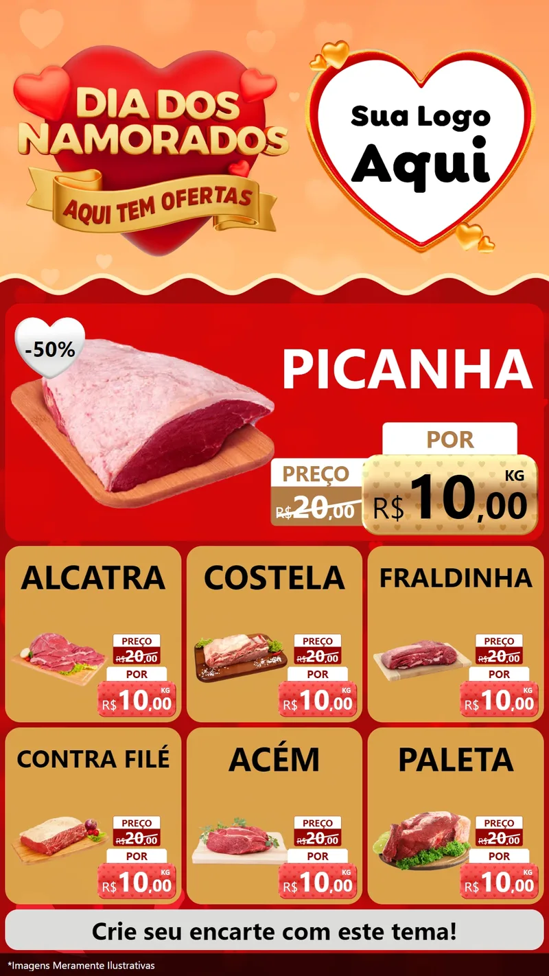 Modelo de Rede Social para Stories com o tema Dia dos Namorados - Aqui Tem Ofertas para Açougue