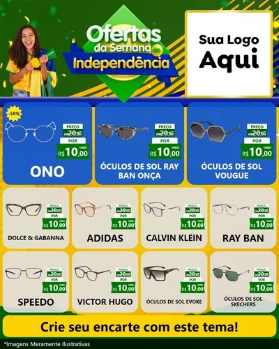 Modelo de Rede Social para Feed Instagram com o tema Ofertas da Semana da Independência para Óticas