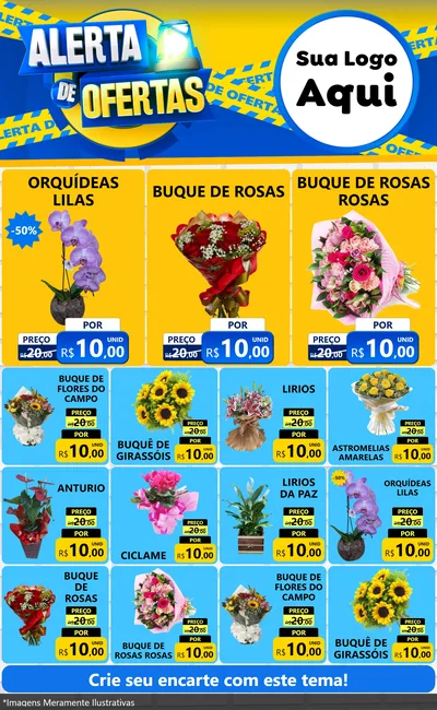 Modelo de Encarte para Encarte Grande com o tema Alerta de Ofertas para Floricultura e jardim