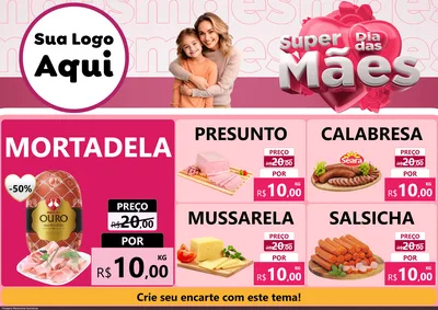 Modelo de Encarte para Encarte A4 Horizontal com o tema Super Dia Das Mães para Frios e Laticínios