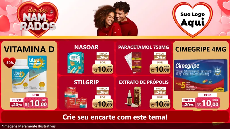 Modelo de TV para TV Horizontal com o tema Dia dos Namorados para Farmácia