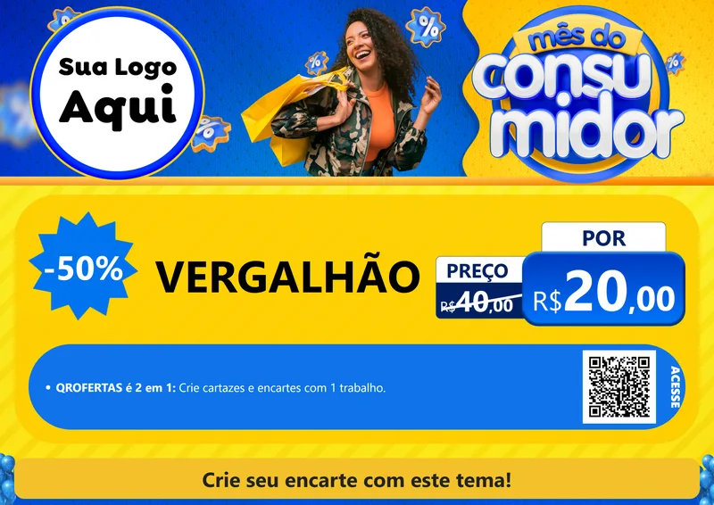 Modelo de Cartaz para Cartaz A4 Horizontal com o tema Mês do Consumidor para Ferragens