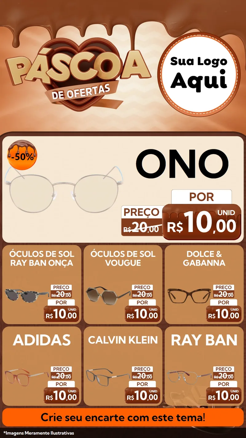 Modelo de Rede Social para Stories com o tema Páscoa de Ofertas para Óticas