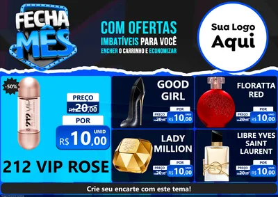 Modelo de Encarte para Encarte A4 Horizontal com o tema Fecha Mês para Perfumes