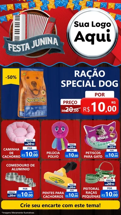 Modelo de Rede Social para Stories com o tema Festa Junina para Pet Shop