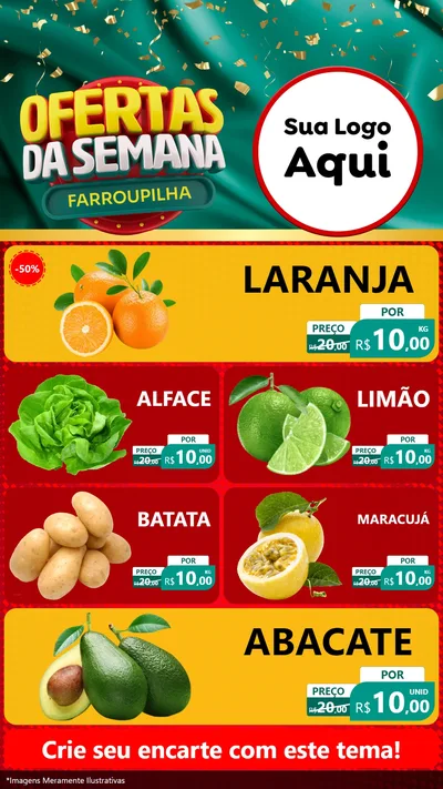 Modelo de TV para TV Vertical com o tema Ofertas da Semana Farroupilha para Hortifrúti