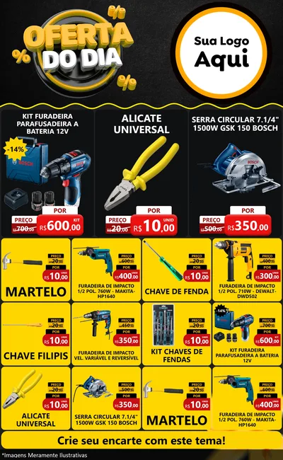Modelo de Encarte para Encarte Grande com o tema Oferta Do Dia para Maquinas e Ferramentas