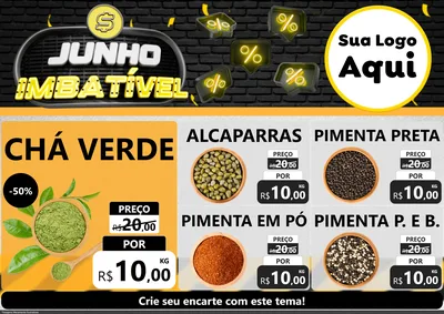 Modelo de Encarte para Encarte A4 Horizontal com o tema Junho Imbatível para Produtos Naturais