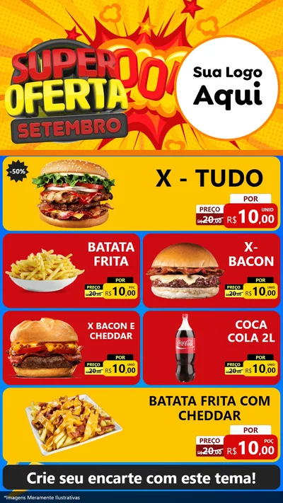 Modelo de TV para TV Vertical com o tema Super Oferta Setembro para Hamburgueria