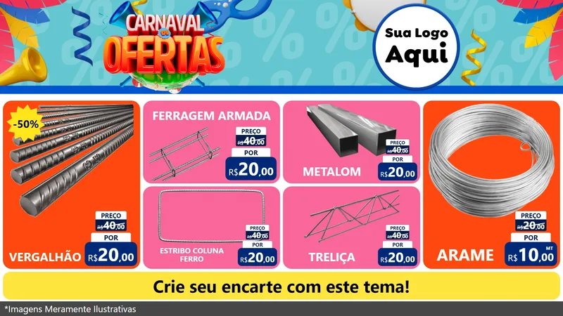 Modelo de TV para TV Horizontal com o tema Carnaval de Ofertas para Ferragens