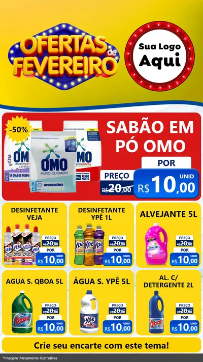 Modelo de Rede Social para Stories com o tema Ofertas de Fevereiro para Produtos de Limpeza