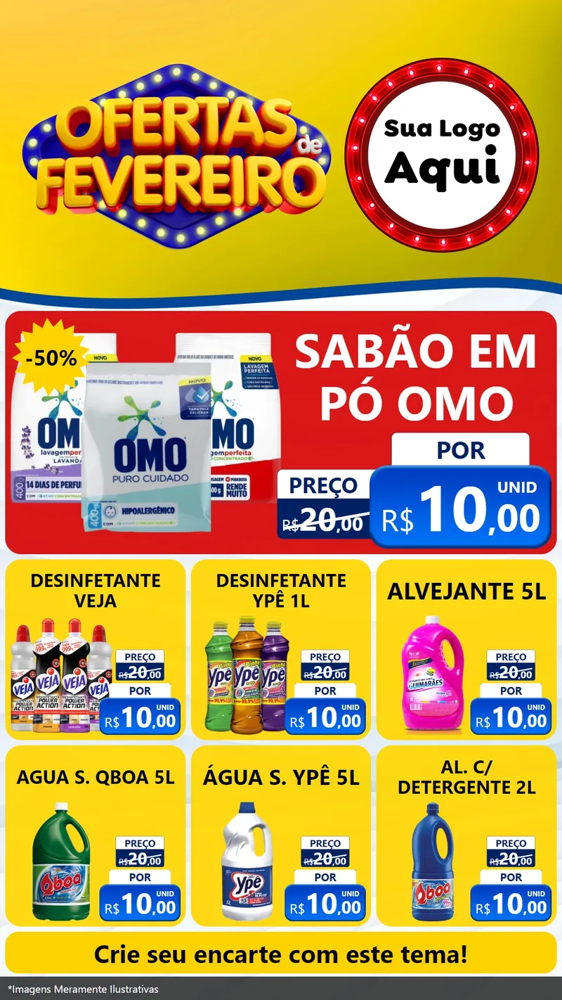 Modelo de Rede Social para Stories com o tema Ofertas de Fevereiro para Produtos de Limpeza