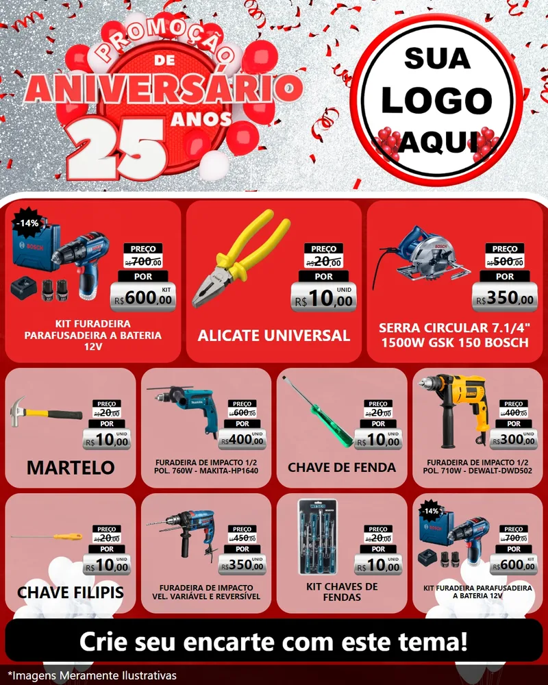 Modelo de Rede Social para Feed Instagram com o tema Promoção de Aniversário - 25Anos para Maquinas e Ferramentas