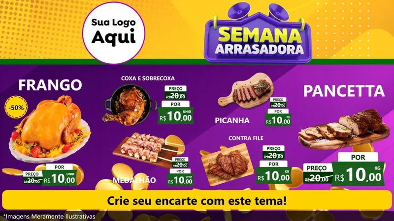 Modelo de TV para TV Horizontal com o tema Semana Arrasadora para Assados
